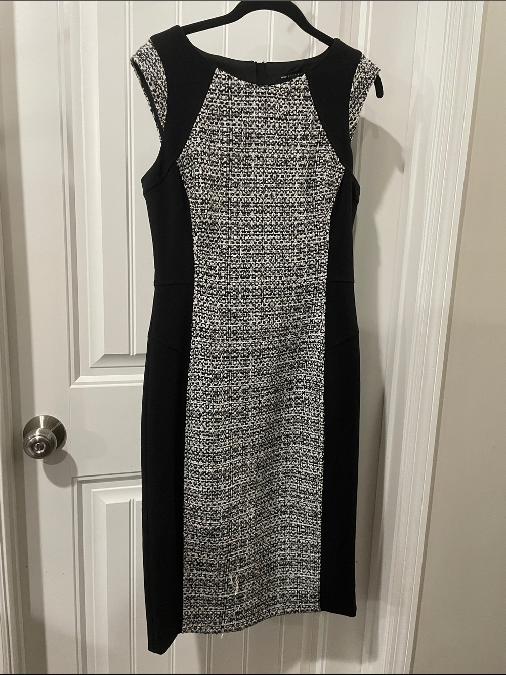 White House Black Market Black and White Tweed Sheath Dress
